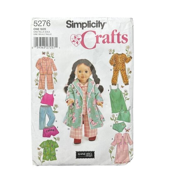 Simplicity 5276 Pattern 18in Doll Clothes Sewing Fashion Nightgown Robe Pajamas - Picture 1 of 9